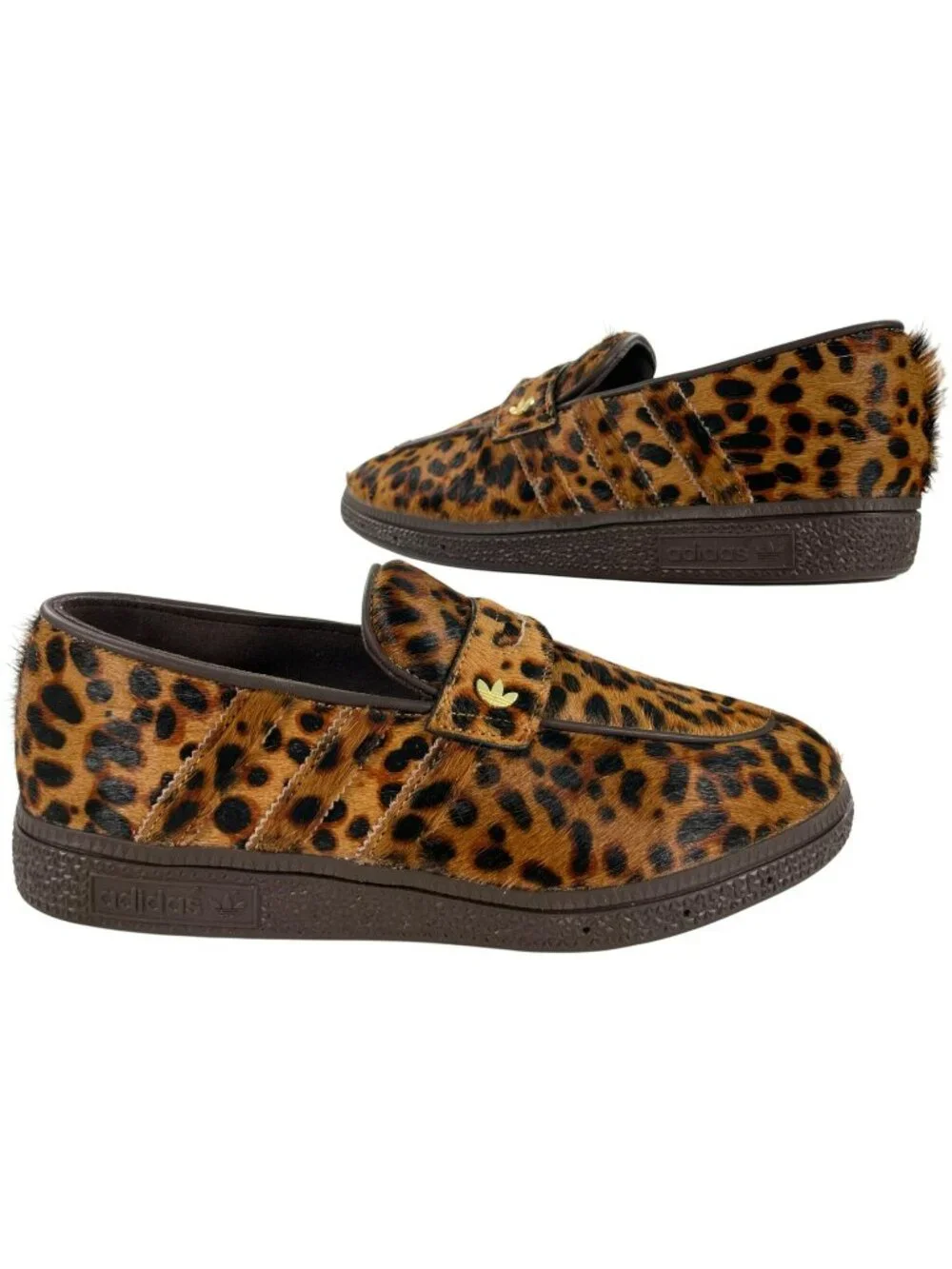 Adidas Handball Spezial Loafer Shoes Leopard Fur Print Brown Women's Size 9 NEW